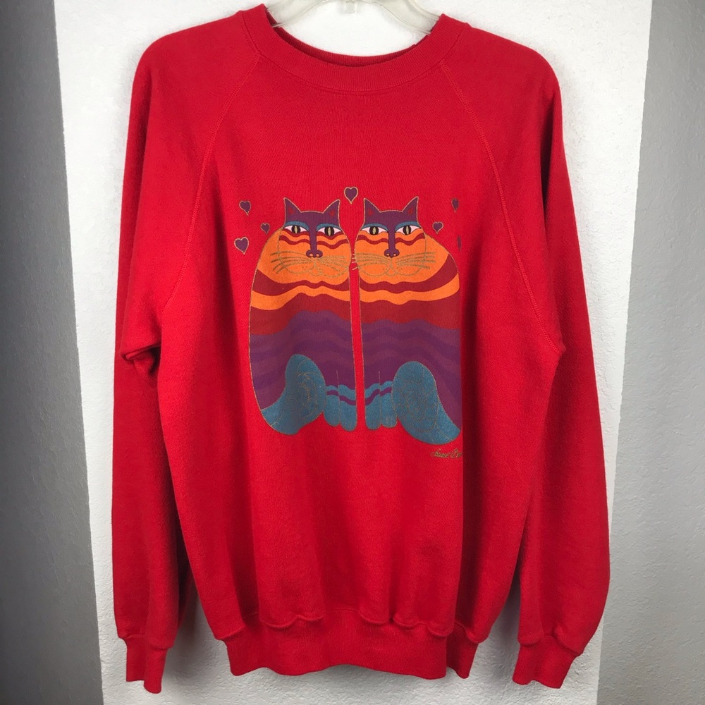 Vintage Laurel Burch Kitty Cat Sweatshirt XL